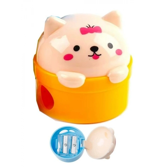 Sevimli Hayvan Figürlü Jumbo Kalemtraş, Sarı Renkli