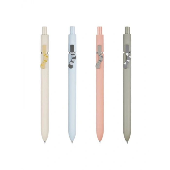 Sevimli Kedi Figürlü 4lü Jel Kalem Seti - Pastel Renkler