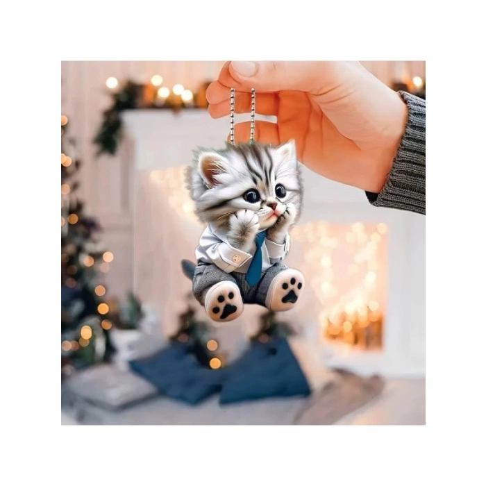 Sevimli Kedi Temalı Anahtarlık ve Araç Ayna Süsü