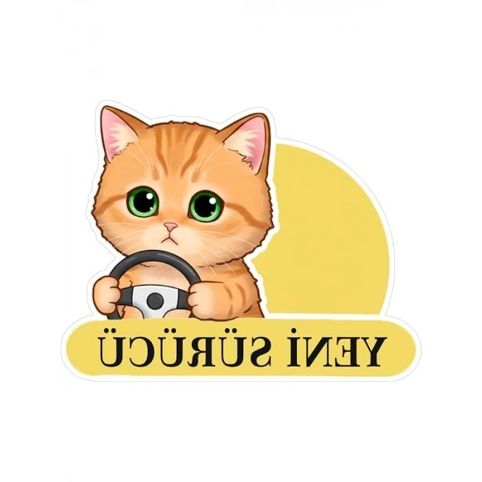 Sevimli Kedi Temalı Araba Etiketi ve Sticker, Eğlenceli Tasarım