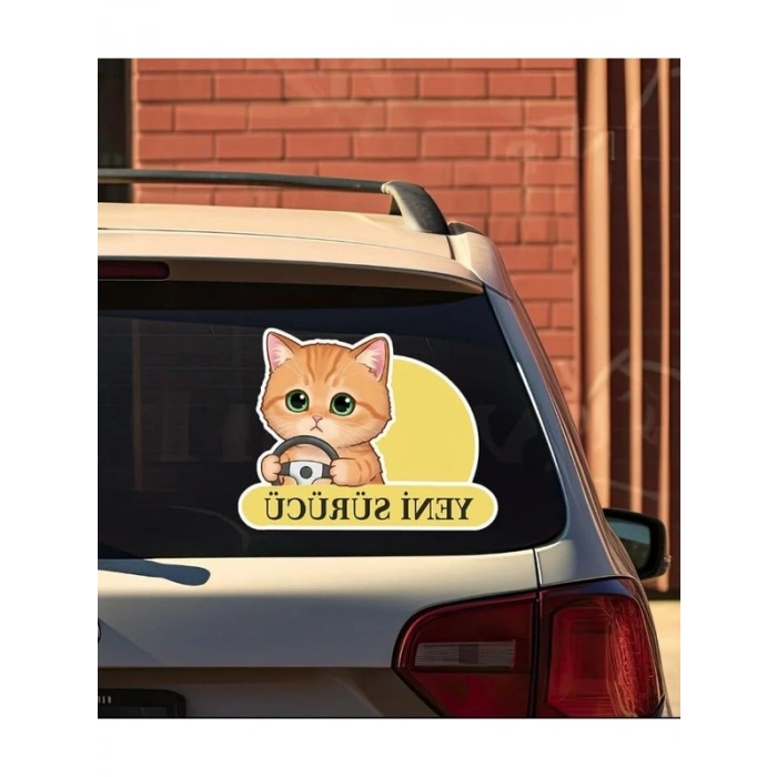 Sevimli Kedi Temalı Araba Etiketi ve Sticker, Eğlenceli Tasarım