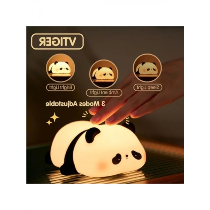 Sevimli Panda Gece Lambası - Şarj Edilebilir ve Kısılabilir Yumuşak LED Işık