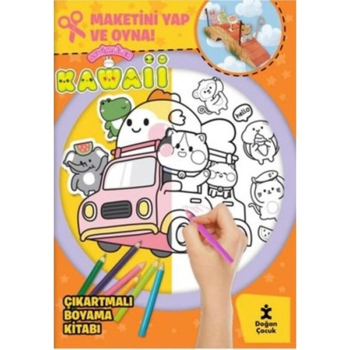 Sevimliler Kawaii - Çıkartmalı Boyama Kitabı - Maketini Yap ve Oyna!