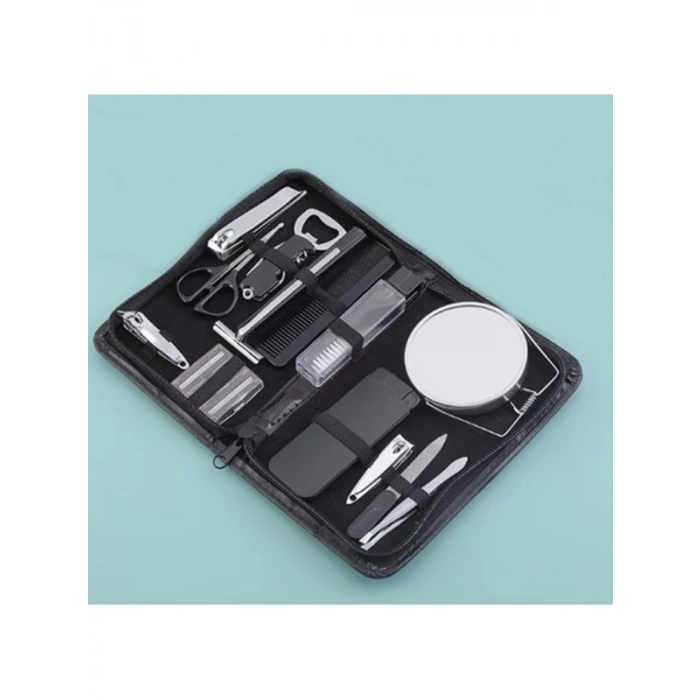 Seyahat Boy Bakım Seti - 13 Parça Deri Çantada