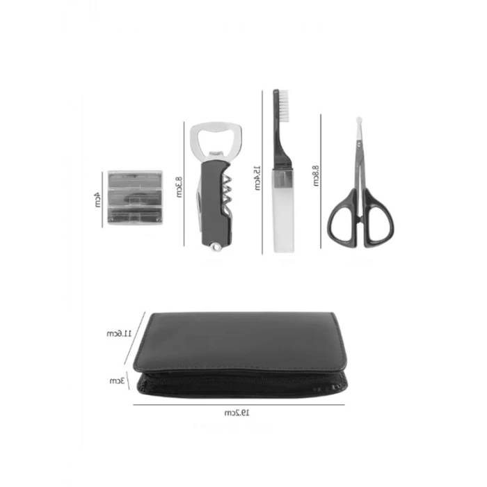 Seyahat Boy Bakım Seti - 13 Parça Deri Çantada