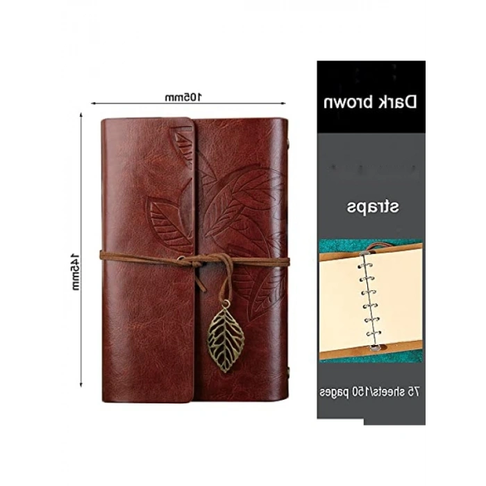 Seyahat için Doldurulabilir Vintage Not Defteri - 105 x 145 mm