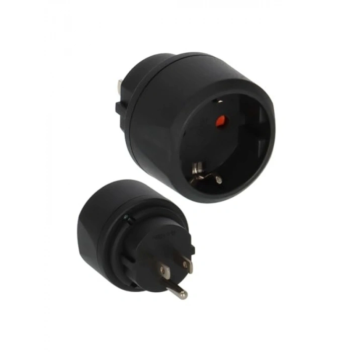 Seyahat İçin Uygun Priz Adaptörü, 15 Amper, Siyah