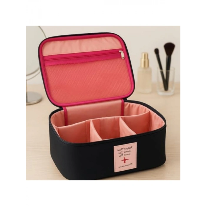 Seyahat Tipi Makyaj Organizeri - Bölmeli (Siyah)