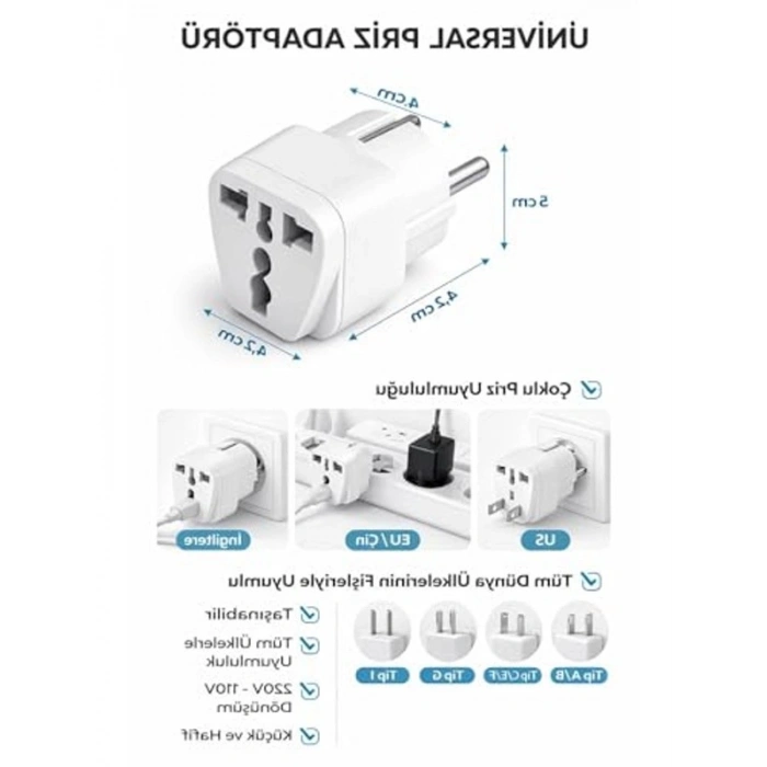 Seyahat Tipi Priz Adaptörü, Çoklu Girişli Fiş Dönüştürücü ile Kolay Uyum