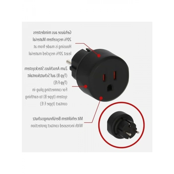 Seyahat Uyumlu Topraklı Adaptör - IP20 Lisanslı
