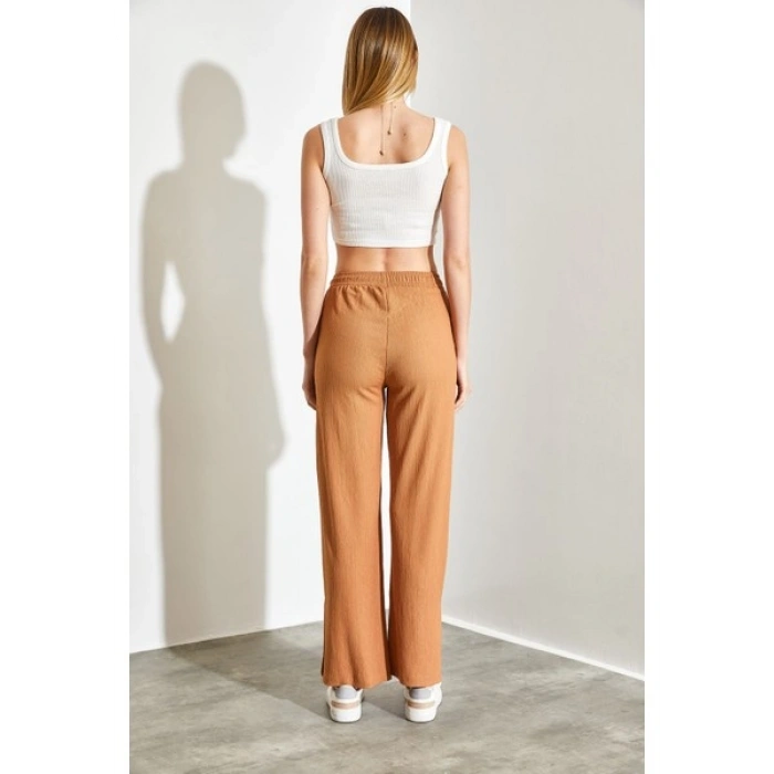 Shade Beli Lastikli Palazzo Yan Yırtmaçlı Pantolon