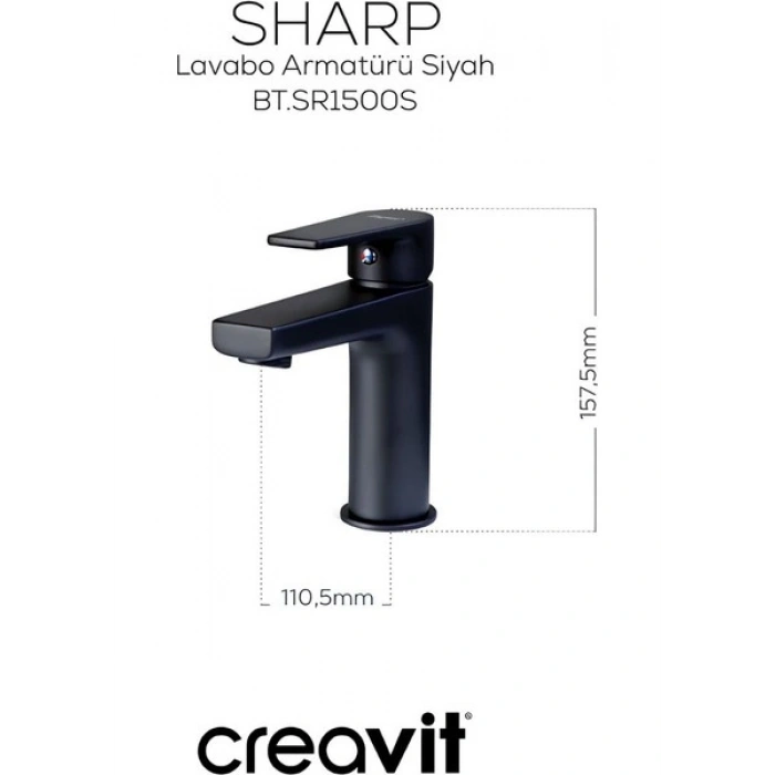 Sharp Mat Siyah Batarya Seti 3’lü Banyo-Lavabo-Evye