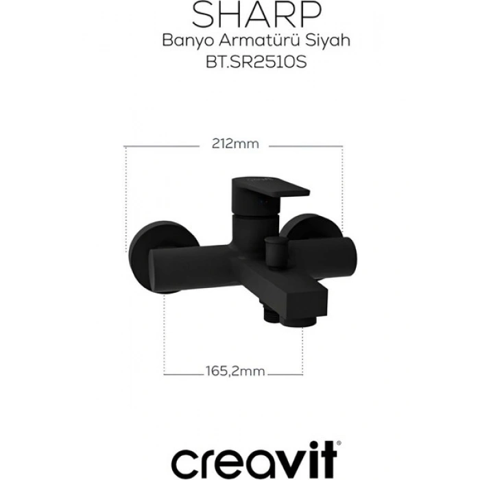 Sharp Mat Siyah Batarya Seti 3’lü Banyo-Lavabo-Evye