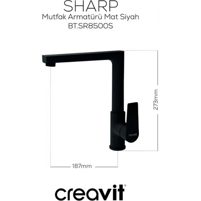Sharp Mat Siyah Batarya Seti 3’lü Banyo-Lavabo-Evye