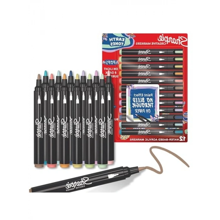 SHARPIE Akrilik, Doğa tonları,Yuvarlak uç,12li BL