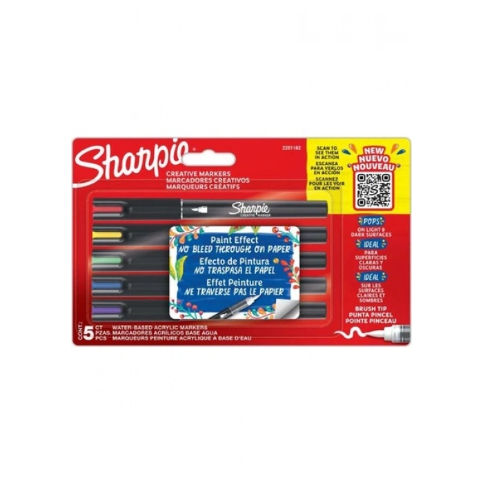 Sharpie Akrilik Markör Fırça Uç 5li Set