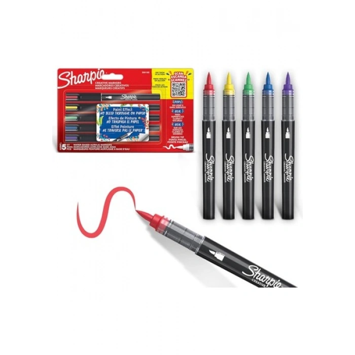 Sharpie Akrilik Markör Fırça Uç 5li Set