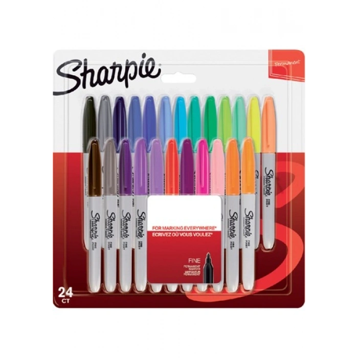 Sharpie Fine Permanent Markör Ince Uç Karışık Renkler Blister 24lü