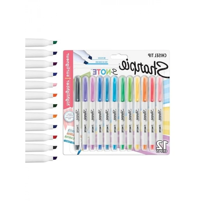 SHARPIE S-Note Fosforlu İşaretleme Kalemi, 12li Blister, Karışık