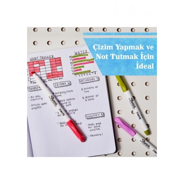 Sharpie S-Note Fosforlu Kalem; Kesik uç; 12li Karışık Renk