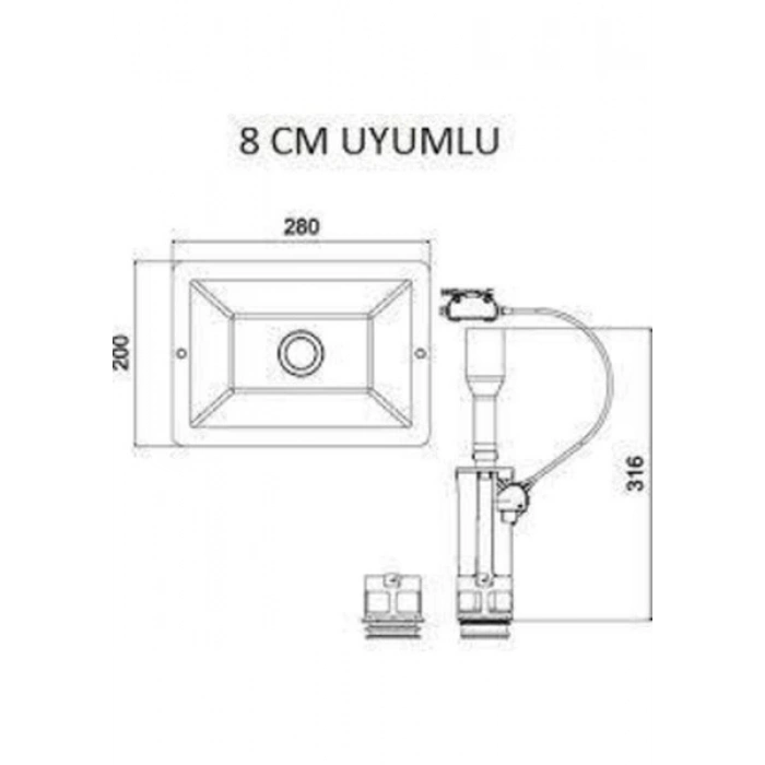Siamp Tema Üniversal Değişim Kiti Tamir Set Gömme Rezervuar Yedek Parça 8cm