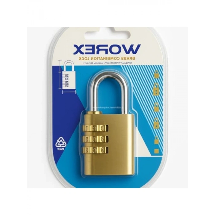 Şifreli Asma Kilit, Pirinç, 3 Haneli Şifre