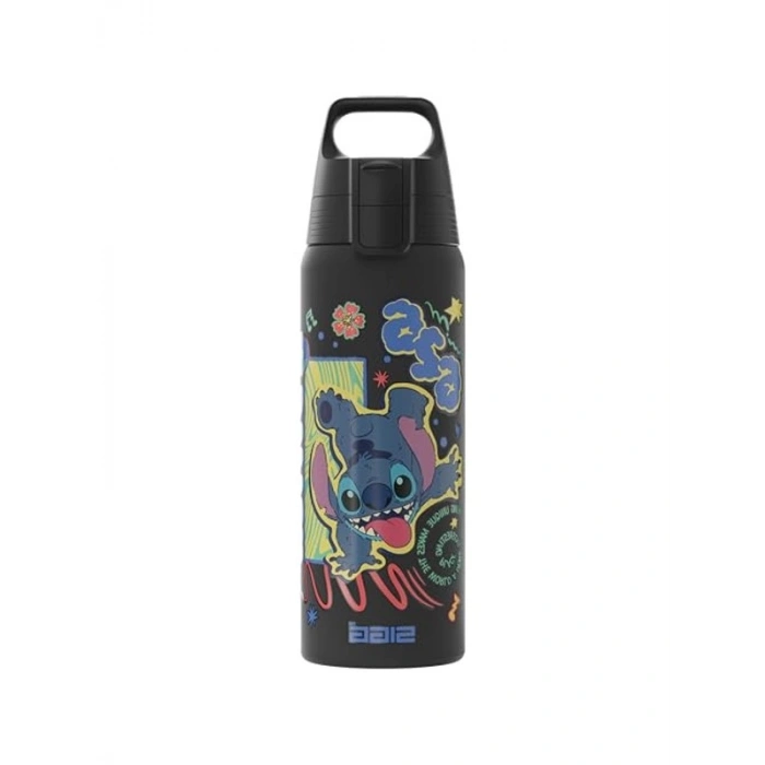 SIGG - Paslanmaz Çelik Çocuk Su Şişesi - Shield One Disney Lilo & Stitch - Gazlı İçecekler için Uygun - Sızdırmaz - Tüy - Hafif - BPA İçermez - Spor ve Okul - Siyah - 0,75 L