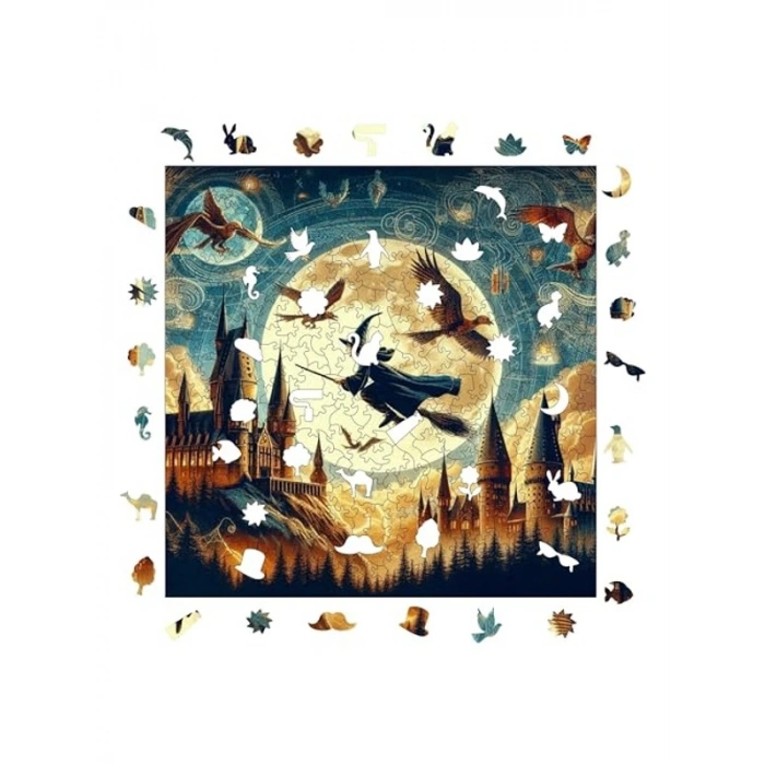 Sihirbaz ve Büyü Okulu Temalı Ahşap Puzzle - 353 Parça