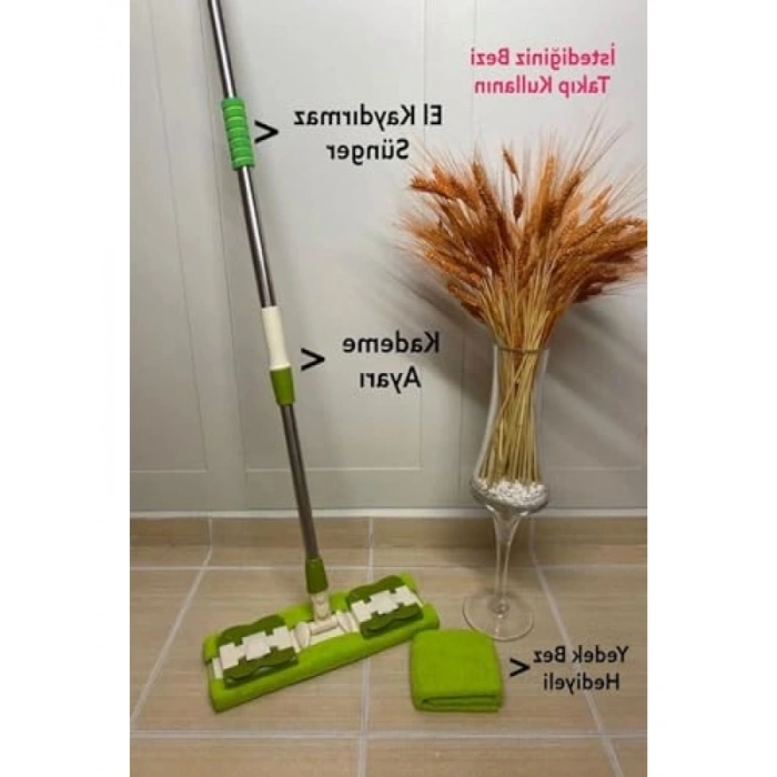 Sihirli Teleskobik Mandallı Mop Seti - Yedek Bez Hediyeli