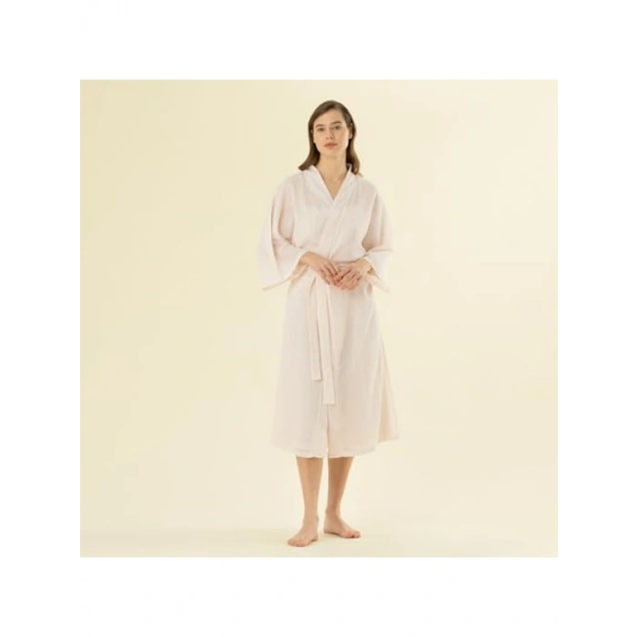 Şık Beyaz/Pembe Sabahlık