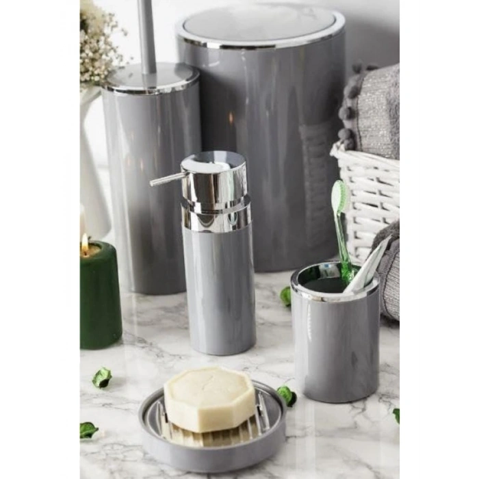 Şık Gri Dekoratif Tuvalet Fırçası