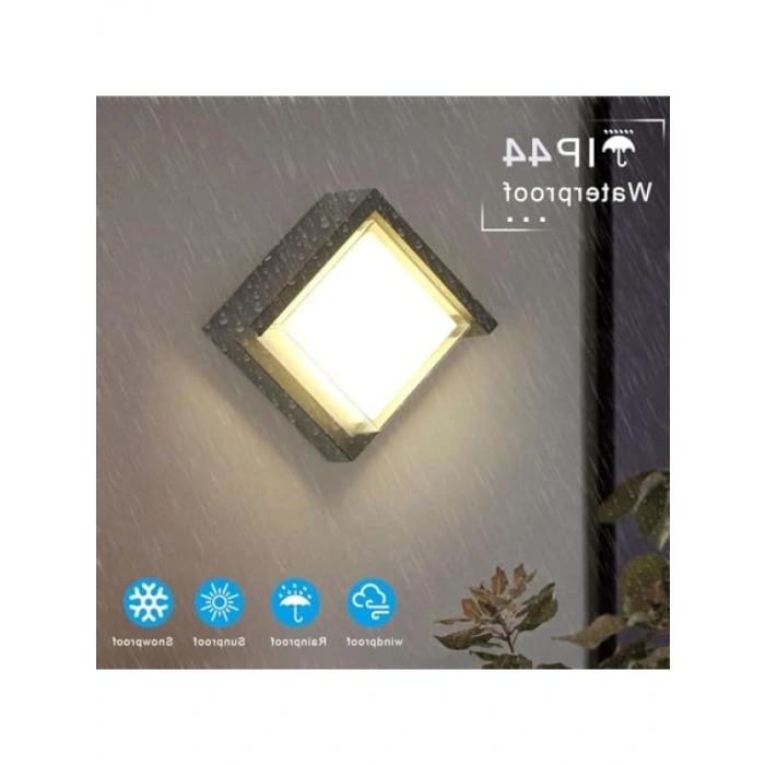 Şık LED Duvar Aplik, 15W, 1500 Lümen, 3200k, Gün Işığı, IP44, Siyah