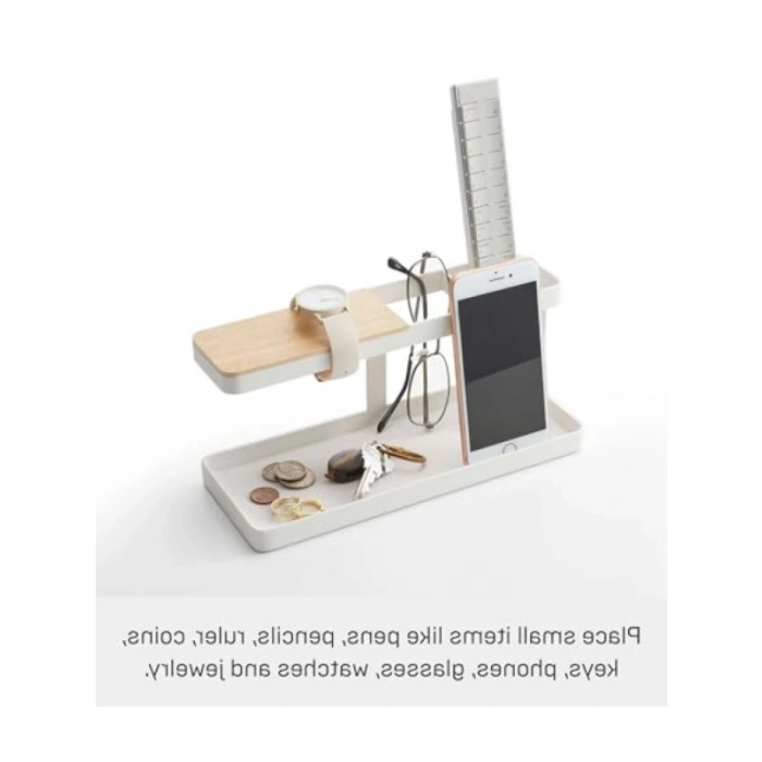 Şık Masa Düzenleyici, Beyaz Çelik, Tek Boy