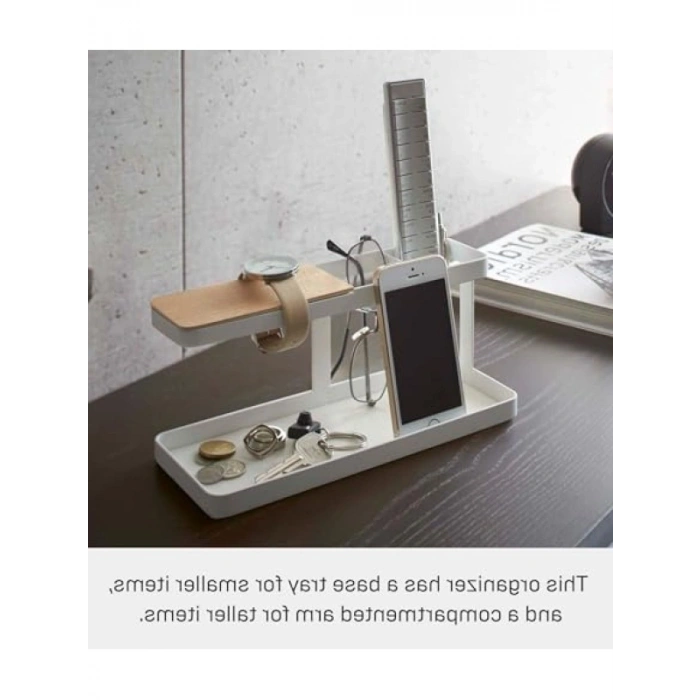 Şık Masa Düzenleyici, Beyaz Çelik, Tek Boy