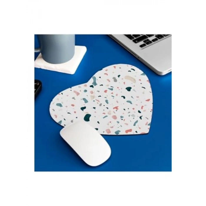 Şık Tasarım Kalp Mousepad - Suluboya Efektli