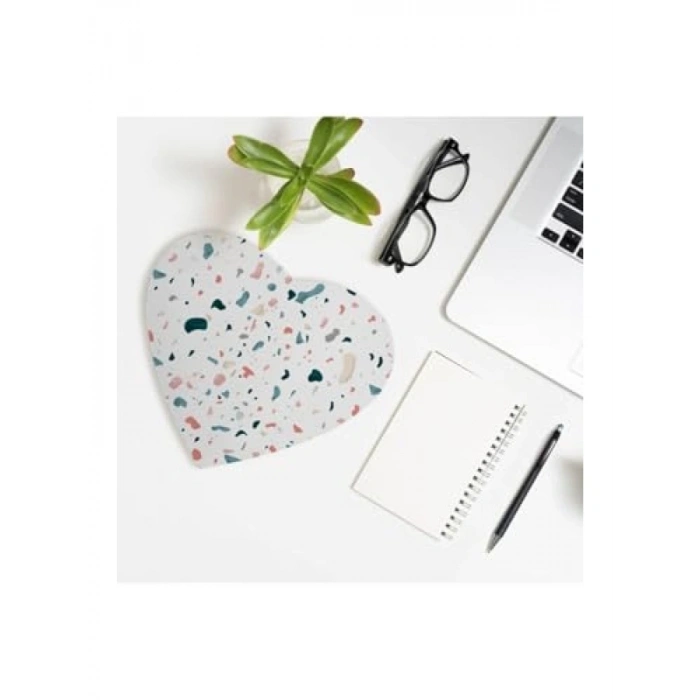 Şık Tasarım Kalp Mousepad - Suluboya Efektli