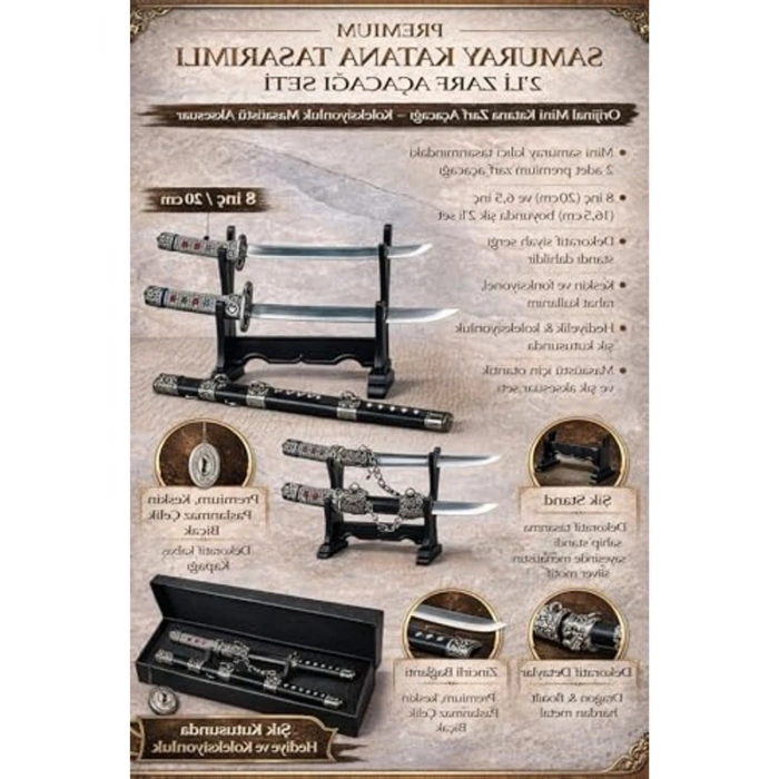 Şık Tasarımlı 2li Mini Mektup Açacağı Seti, Ofis Kullanımı İçin