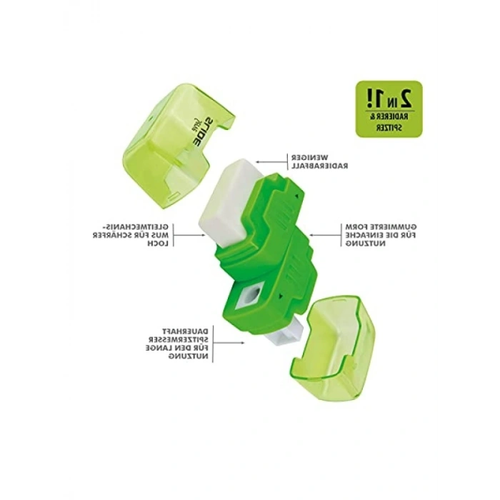 Silgili Kalemtıraş - Yeşil Renk, Tekli