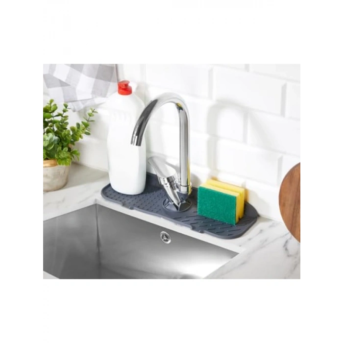 Silikon Katlanabilir Musluk Sıçrama Koruma Mat, Gri