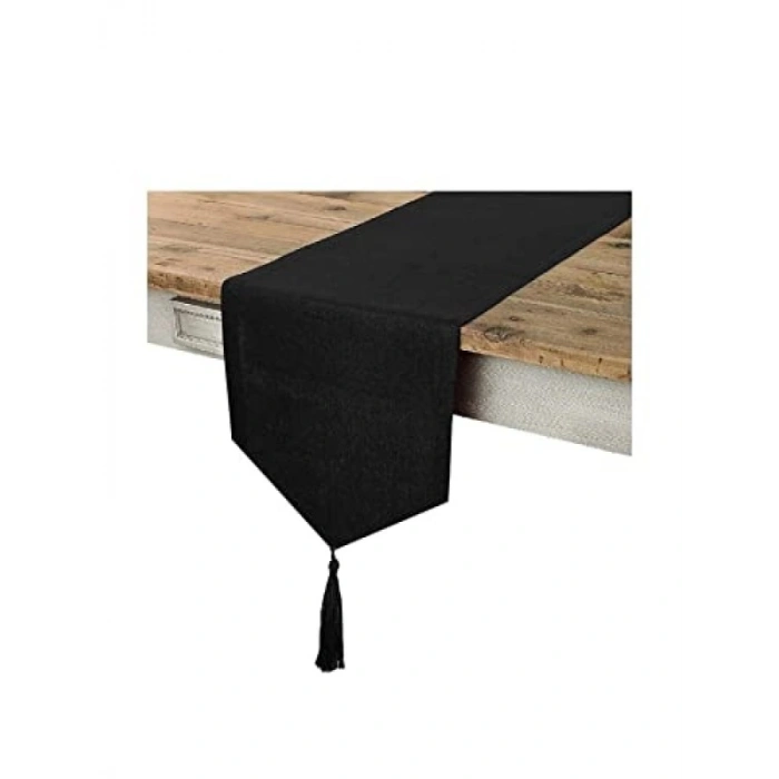 Simli Keten Püsküllü Runner - Şık ve Leke Tutmaz