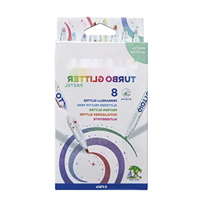 Simli-Pastel Renkli Boya Kalemleri - 8li Set