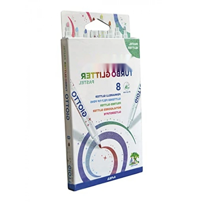 Simli-Pastel Renkli Boya Kalemleri - 8li Set