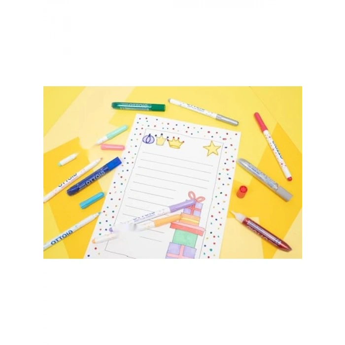 Simli-Pastel Renkli Boya Kalemleri - 8li Set