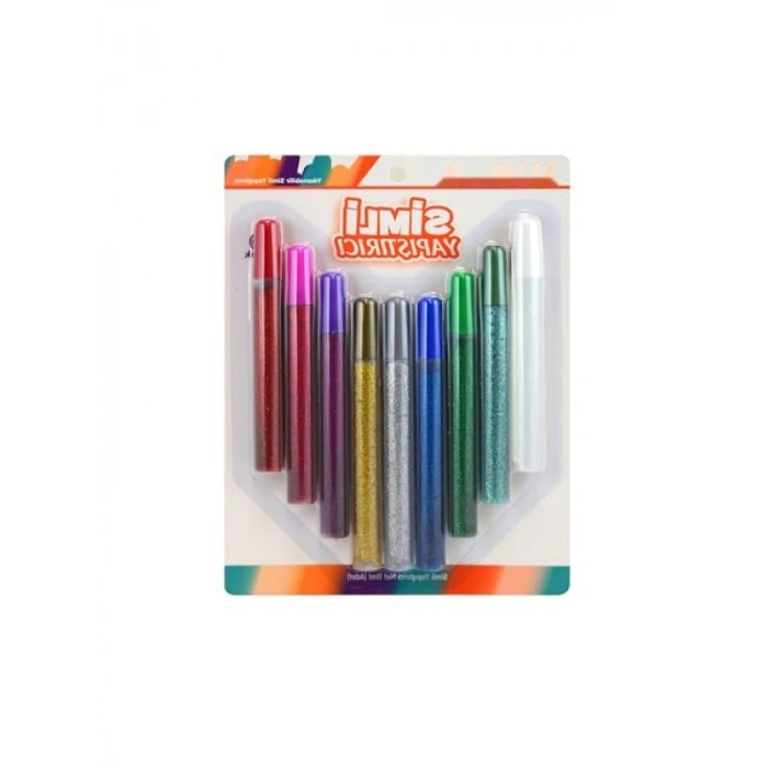Simli Yapıştırıcı Seti, 9lu (1 Beyaz Lazer + 8 Altın Simli)