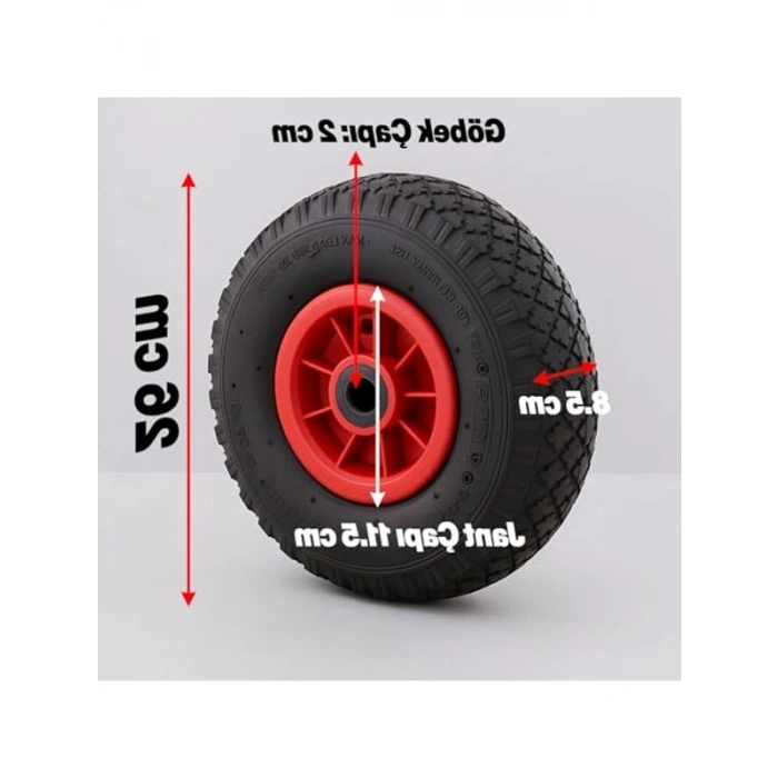 Şişme Havalı Taşıma Arabası, Plastik Jantlı Siboplu, 260x85 mm