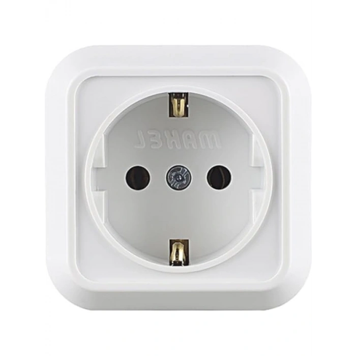 Sıva Üstü Topraklı Priz - Beyaz