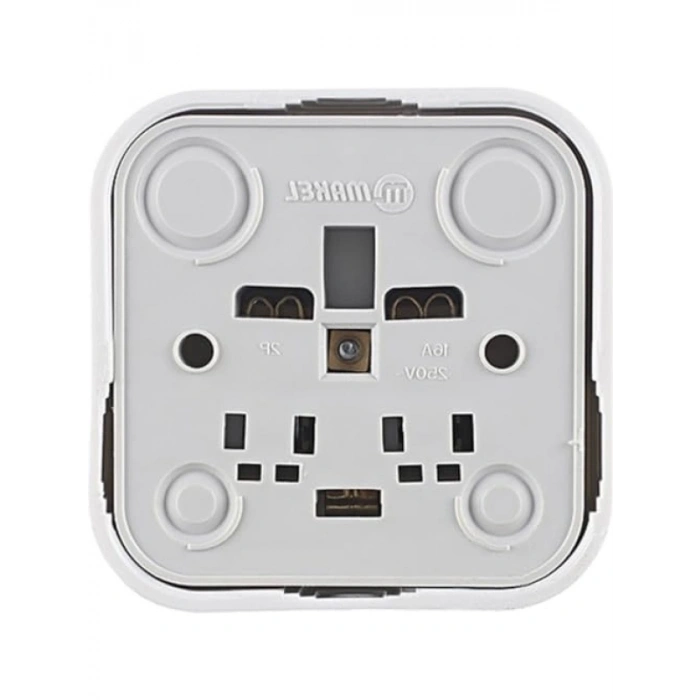 Sıva Üstü Topraklı Priz - Beyaz