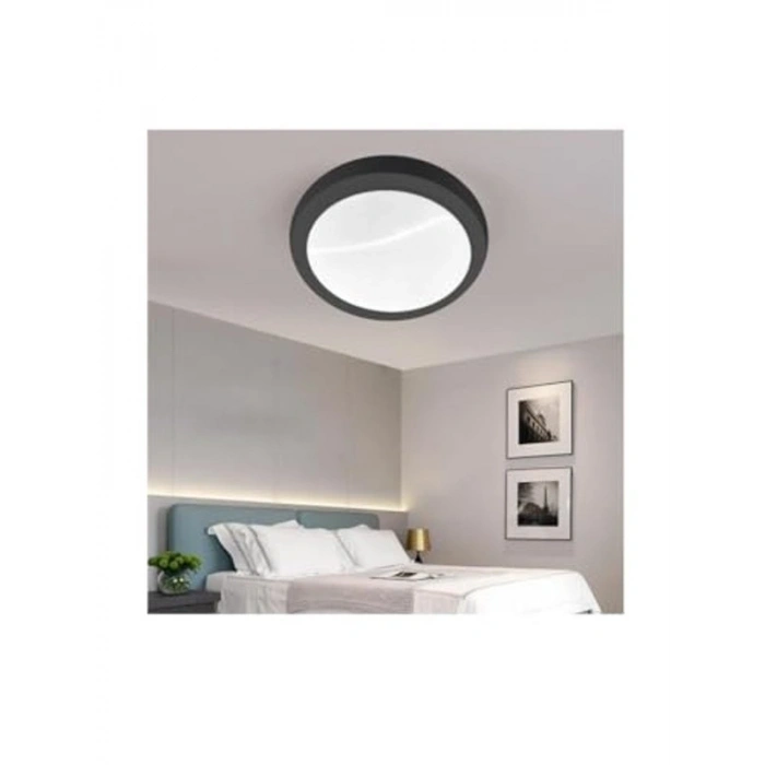 Siyah 20W Ledli Tavan Armatürü, 6400K Beyaz Işık