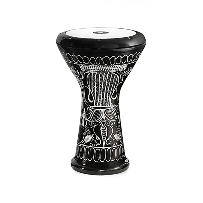 Siyah 44,5 cm El Gravürü Darbuka, Estetik ve Kaliteli Ses