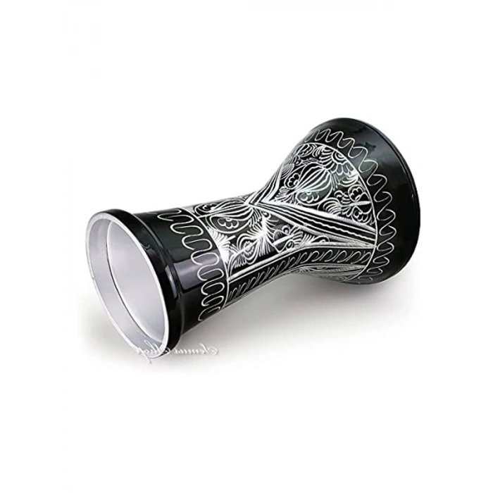 Siyah 44,5 cm El Gravürü Darbuka, Estetik ve Kaliteli Ses